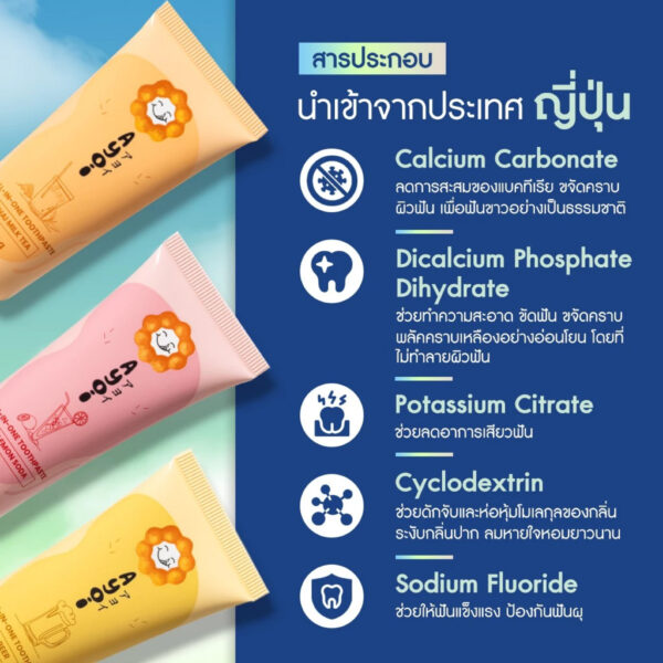 อาโยอิ ยาสีฟัน รสแดงเลม่อนโซดา เบียร์ ชาไทย Ayoi Premium All-in-One Toothpaste: 3 Flavors