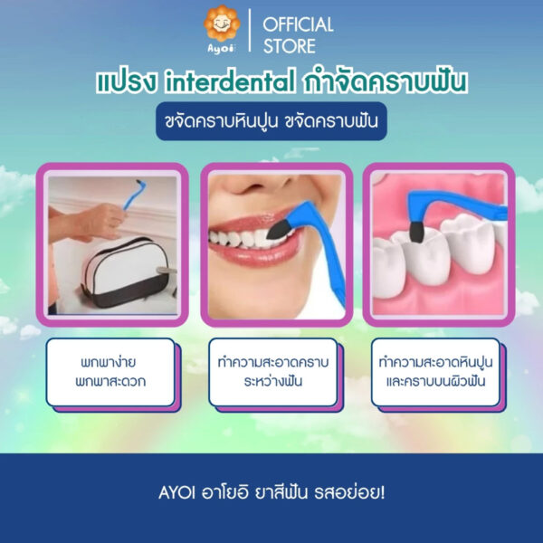 แปรง interdental กำจัดคราบฟัน ขจัดคราบหินปูน ขจัดคราบฟัน ขจัดคราบ กาแฟ ชา คราบยาสูบ (P06)